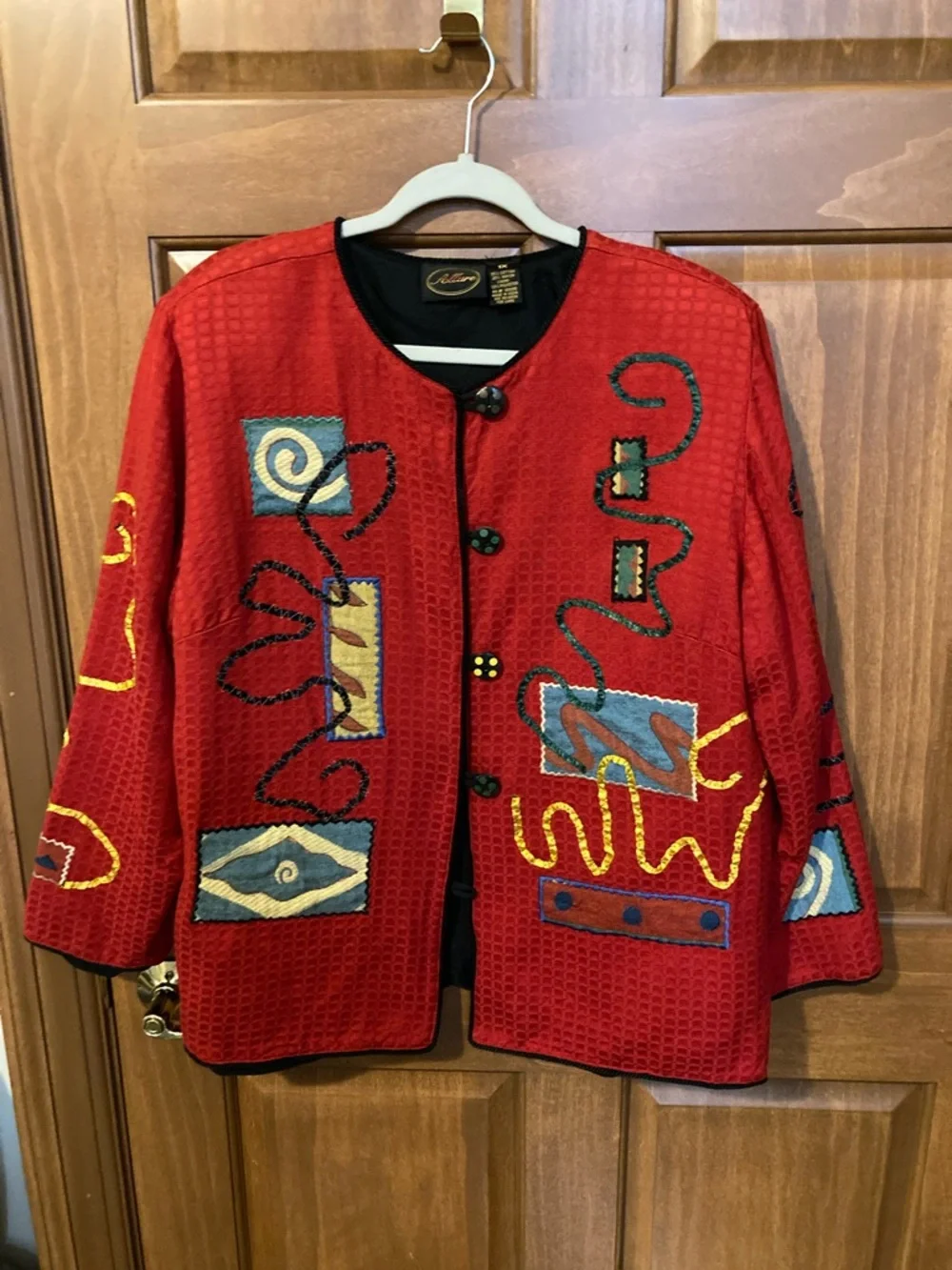Allure Red Embroidered Open-Front Jacket - Picture 1 of 3